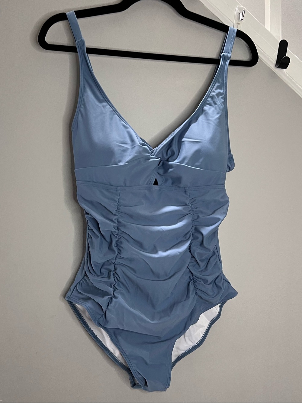 0052: Women’s Blue Ruched One-Piece Swimsuit Size L